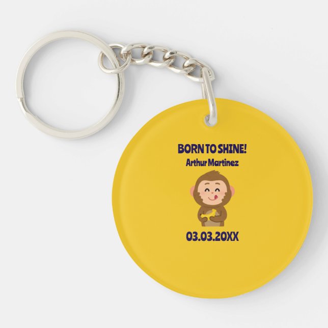 Llavero Cute Monkey Theme Boy Baby Shower (Frente)