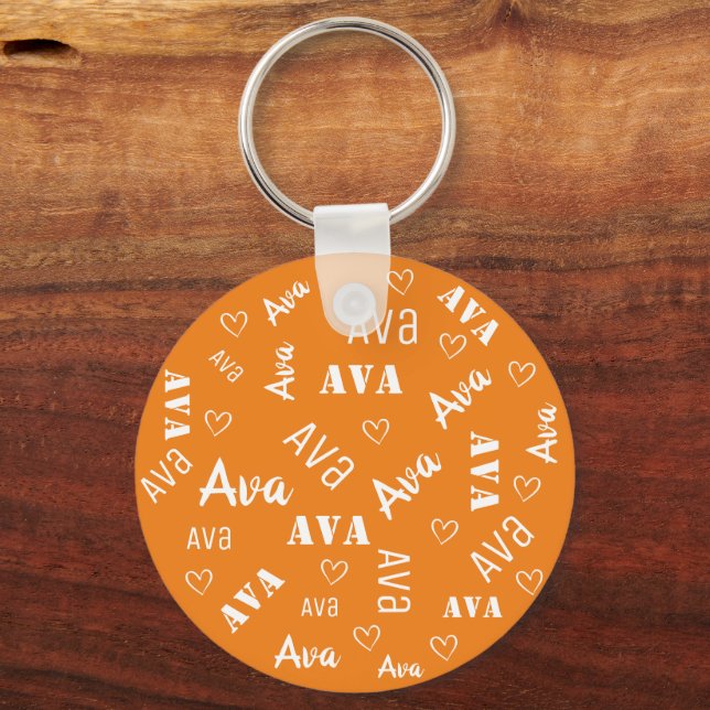 Llavero Cute Naranja Word Arte Cloud Nombre de Personaliza (Anverso)