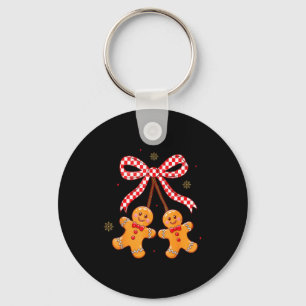 Llavero Cute Navidad Pan de Jengibre Cerezas Coquette Lazo