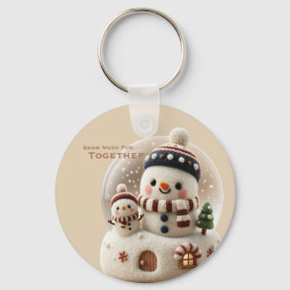 Llavero Cute Needle Felted Snowman Snowglobe