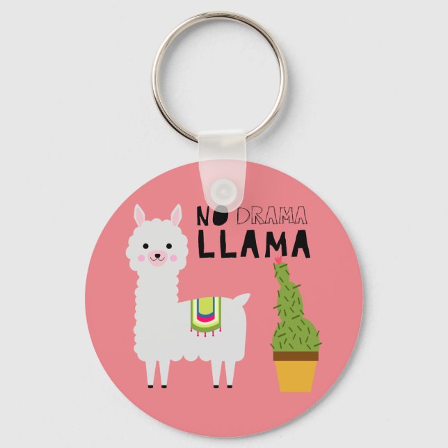 Llavero Cute No drama llama succulents cactus fiesta rosa (Anverso)