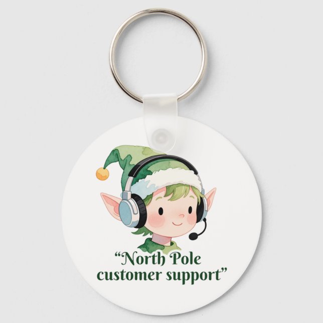 Llavero Cute North Pole elf ofrece asistencia al cliente (Anverso)