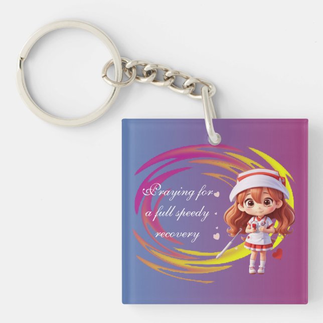 Llavero Cute Nurse Cartoon Keychain – Speedy Recovery Gift (Frente)