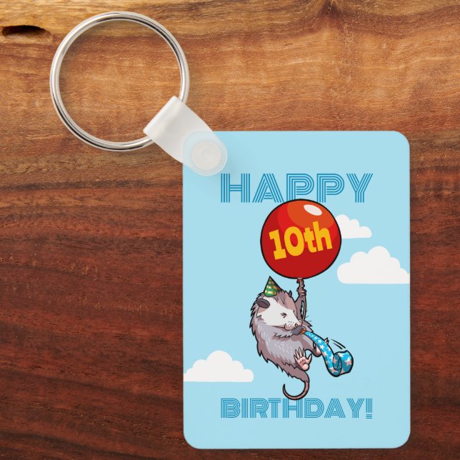 Llavero Cute Opossum Happy Birthday! Add The Age Balloon (Anverso)