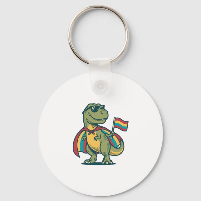 Llavero Cute Orgullo Dinosaurio Vector Camiseta Diseño_1 (Anverso)
