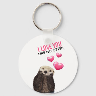 Llavero Cute Otter con los corazones rosados te quieren pi