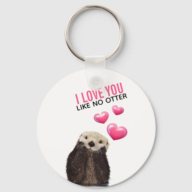 Llavero Cute Otter con los corazones rosados te quieren pi (Anverso)