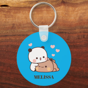 Llavero Cute Panda Bear Love Monogram Bleu