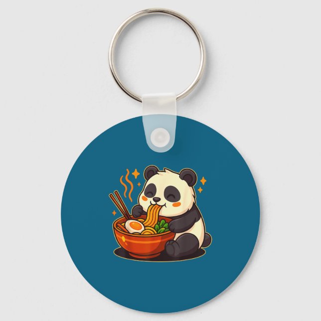 Llavero Cute Panda Eating Ramen Noodles  (Anverso)