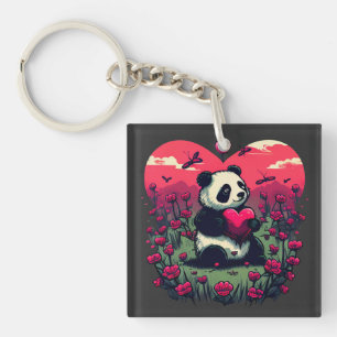 Llavero Cute Panda Holding Heart - Regalo El día de San Va