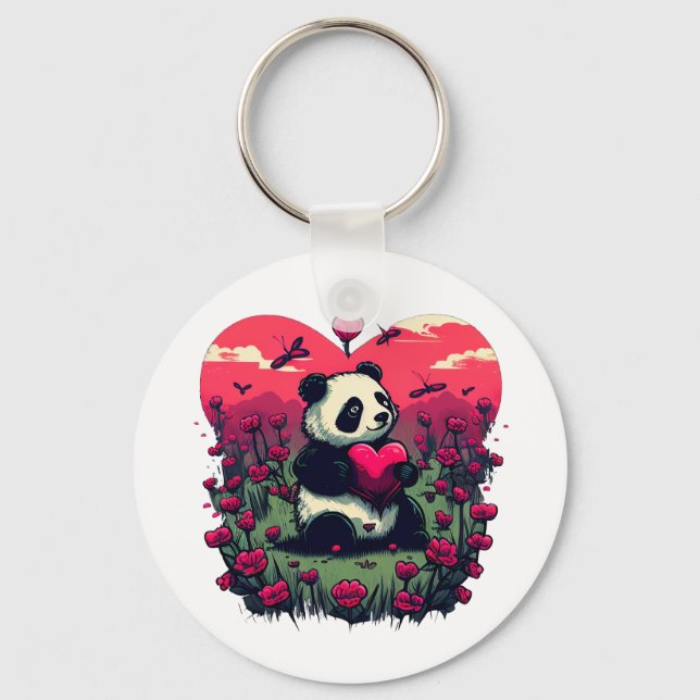 Llavero Cute Panda Holding Heart - Valentine's Day Gift (Anverso)