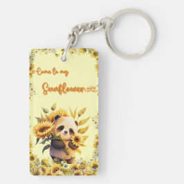 Llavero Cute Panda Holding Sunflowers | Keychain acrílico