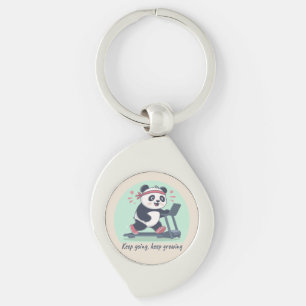 Llavero Cute Panda Motivacional en Cinta de Correr