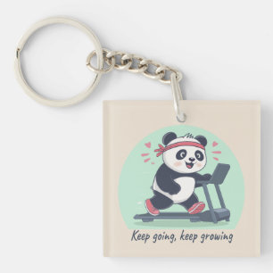 Llavero Cute Panda Motivacional en Cinta de Correr