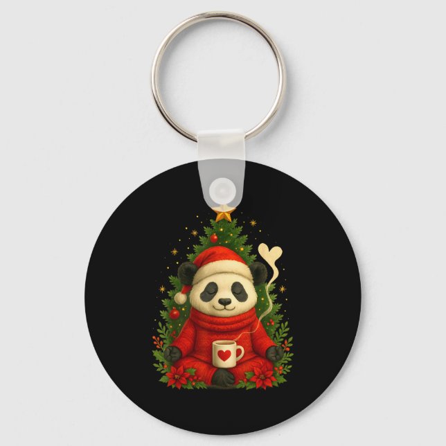 Llavero Cute Panda Santa Coffee Holiday Tee For Animal Lov (Anverso)