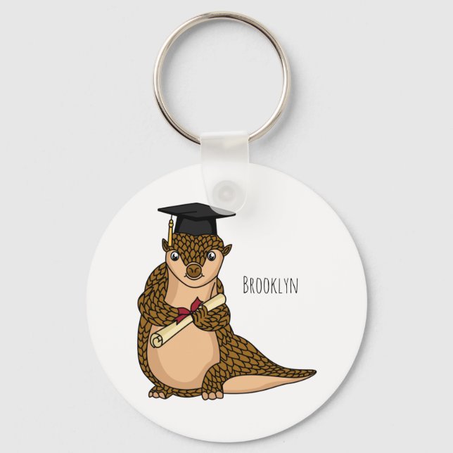 Llavero Cute pangolin graduating cartoon (Anverso)