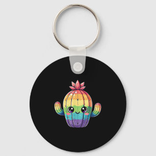 Llavero Cute Pastel Rainbow Kawaii Cactus