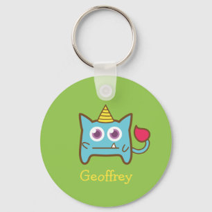 Llavero Cute Pequeño Monstruo Azul con Cuerno para niños