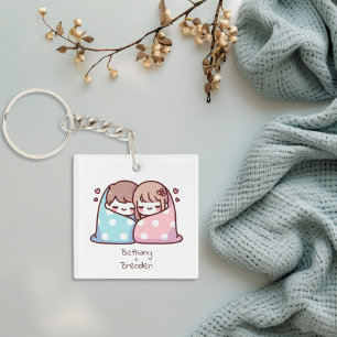 Llavero Cute Personalizada Chibi Estilo Pareja de Amortigu