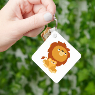 Llavero Cute Personalizado Protector Papá León y Cadena Cl