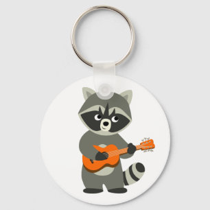 Llavero Cute Personalizado Raccoon Toca Guitarra