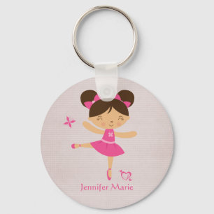 Llavero Cute personalized brown hair ballerina keychain