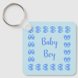 Llavero Cute Pies de Conejito Niño Azul Cumpleaños de Bebé