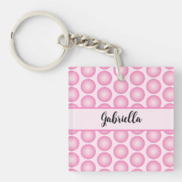 Llavero Cute Pink Polka Dot Retro GIrly Acrylic Keychain