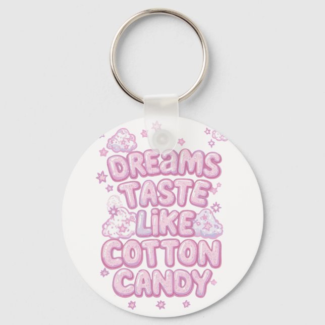 Llavero Cute Pink Whimsical Dreamer Typography (Anverso)