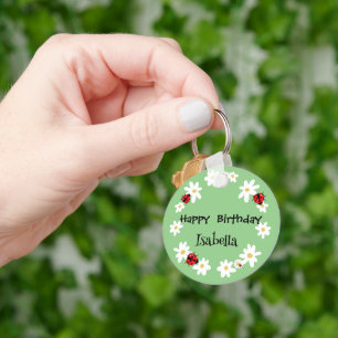 Llavero Cute Polka dot Ladybug Daisy Flower Birday Party