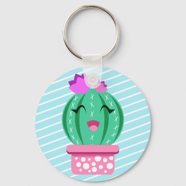 Llavero Cute Potted Kawaii Round Cactus (Anverso)