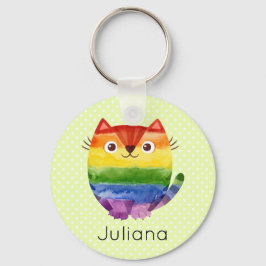 Llavero Cute Pride Kitty Watercolor