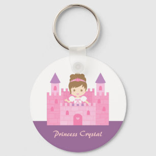 Llavero Cute Princesa Niña en Castillo Rosa Cuento de Hada