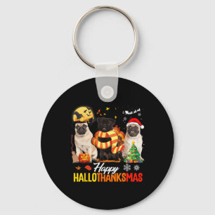 Llavero Cute Pug Happy Hallothanksmas Halloween Thanksgivi
