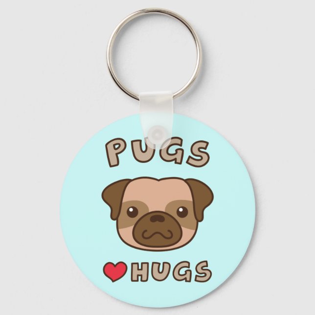 Llavero Cute Pugs Love Abrazos Perros Propietarios de Keyc (Anverso)