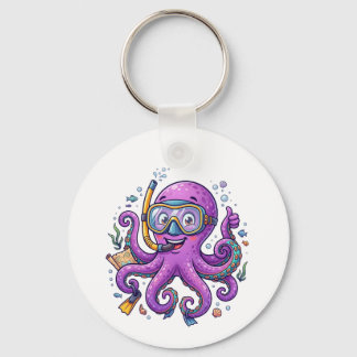 Llavero Cute Purple Octopus Treasure Hunter
