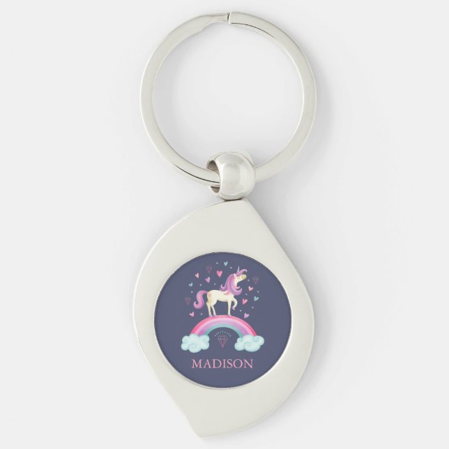 Llavero Cute Purple Rainbow Unicorn (Anverso)