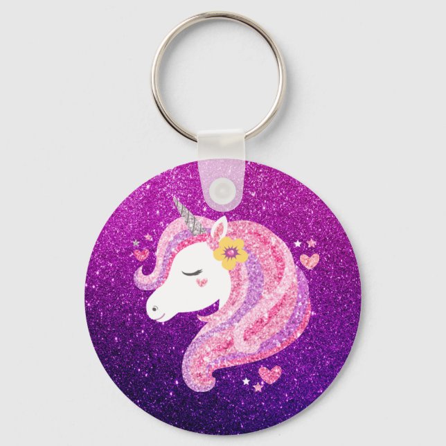 Llavero Cute Purpurina Unicorn (Anverso)