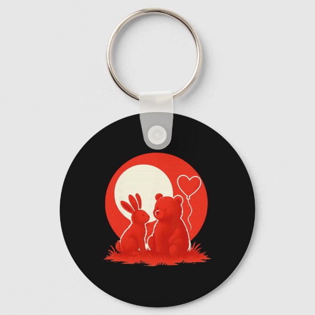 Llavero Cute Rabbit Bear Couple Valentine's Day Lovers  (Anverso)