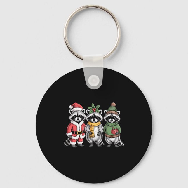 Llavero Cute Raccoon Christmas Funny Holiday Santa Claus A (Anverso)