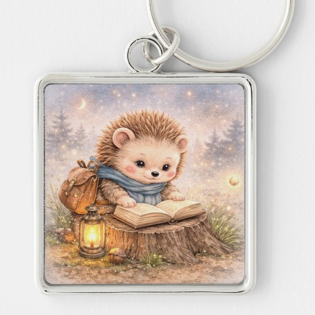 Llavero Cute Reading Woodland Hedgehog (Frente)