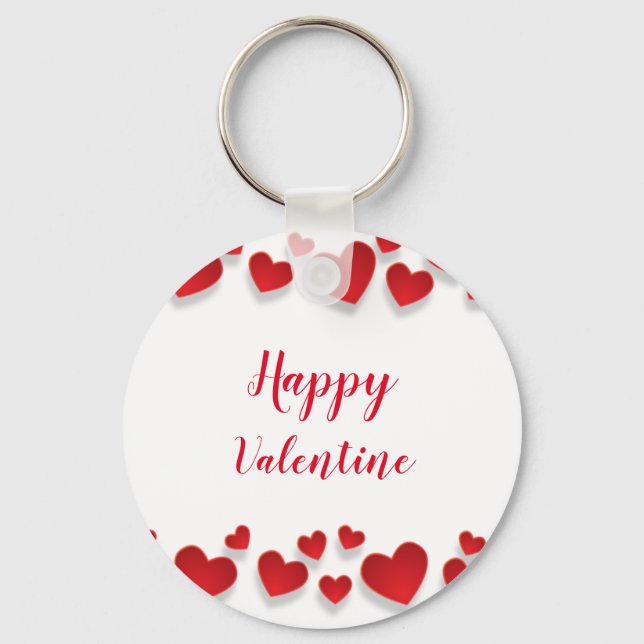 Llavero Cute Red Feliz Valentine Love Hearts (Anverso)