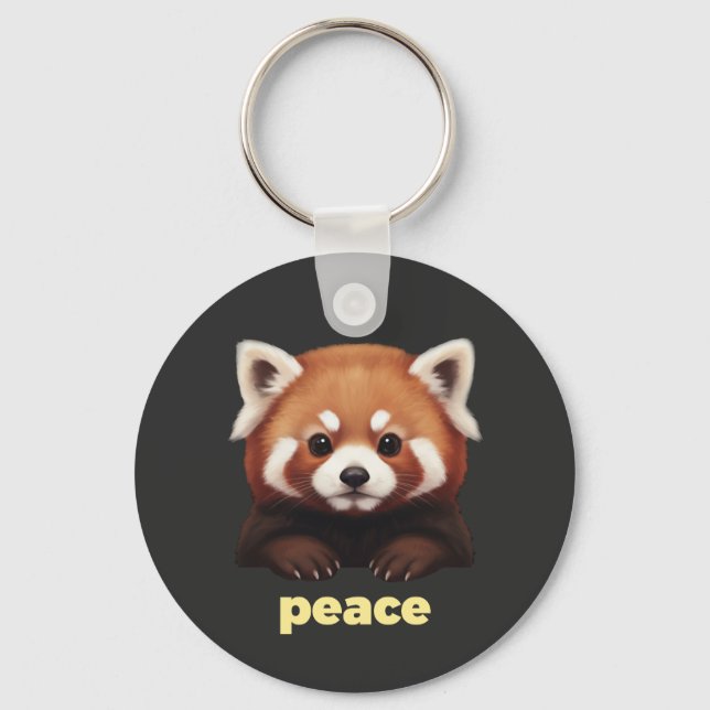 Llavero Cute Red Panda "Peace" Illustration for Kids & Nur (Anverso)