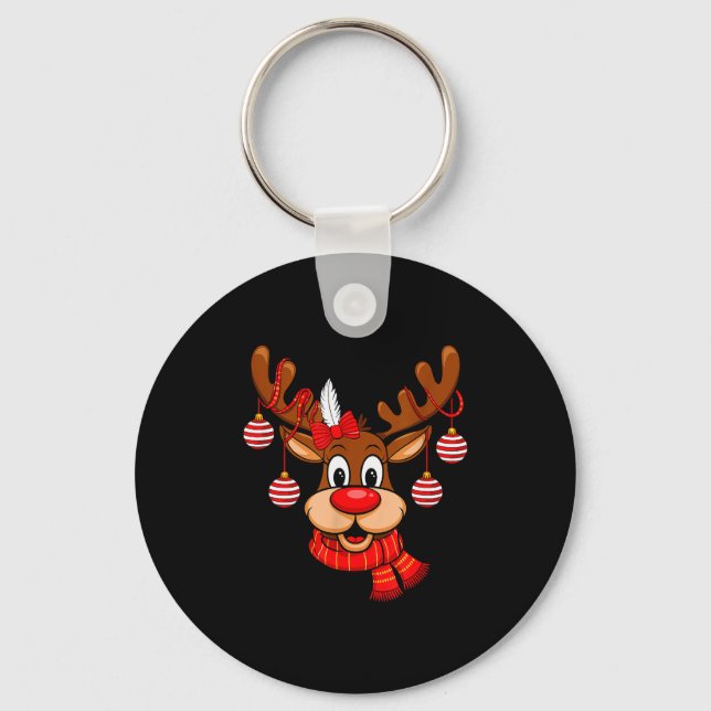Llavero Cute Reindeer Christmas Red Nose Rudolph Xmas Kids (Anverso)