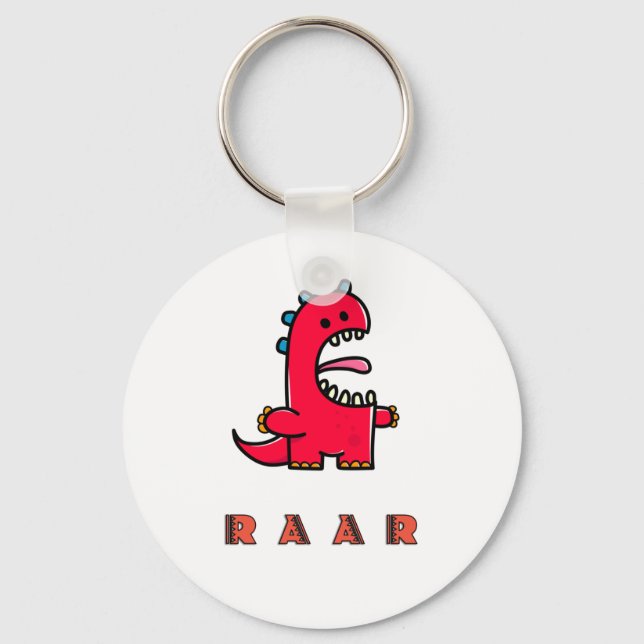 Llavero Cute Roaring Red Dinosaur RAAR (Anverso)