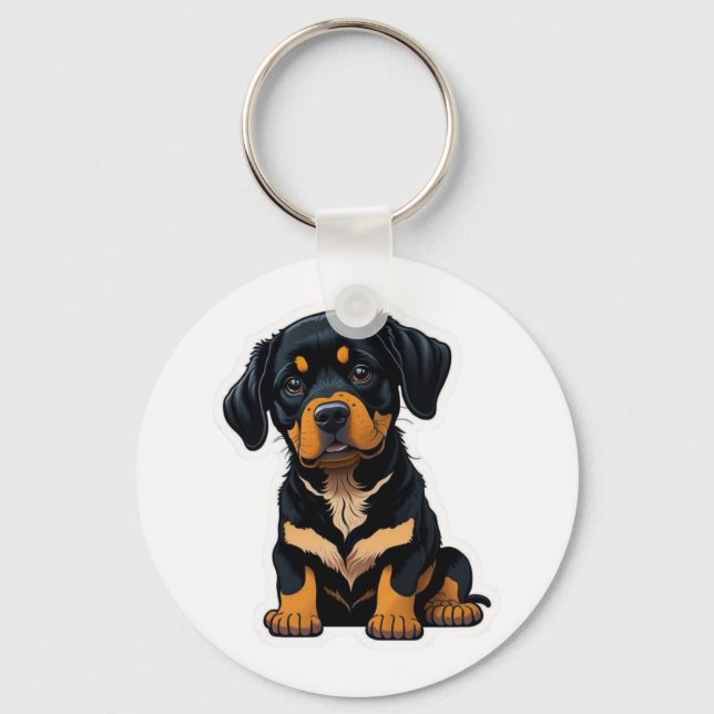 Llavero Cute Rottweiler - Regalos para los dueños de perro (Anverso)