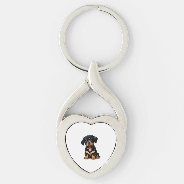 Llavero Cute Rottweiler - Regalos para los dueños de perro (Anverso)