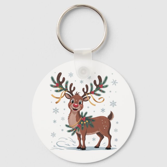 Llavero Cute Rudolph con acentos dorados (Anverso)