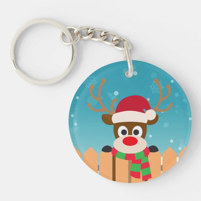 Llavero Cute Rudolph El Reno De La Nariz Roja | Keychain (Frente)