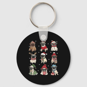 Llavero Cute Santa Pug Funny Xmas Ilumina Perros Lover Hom